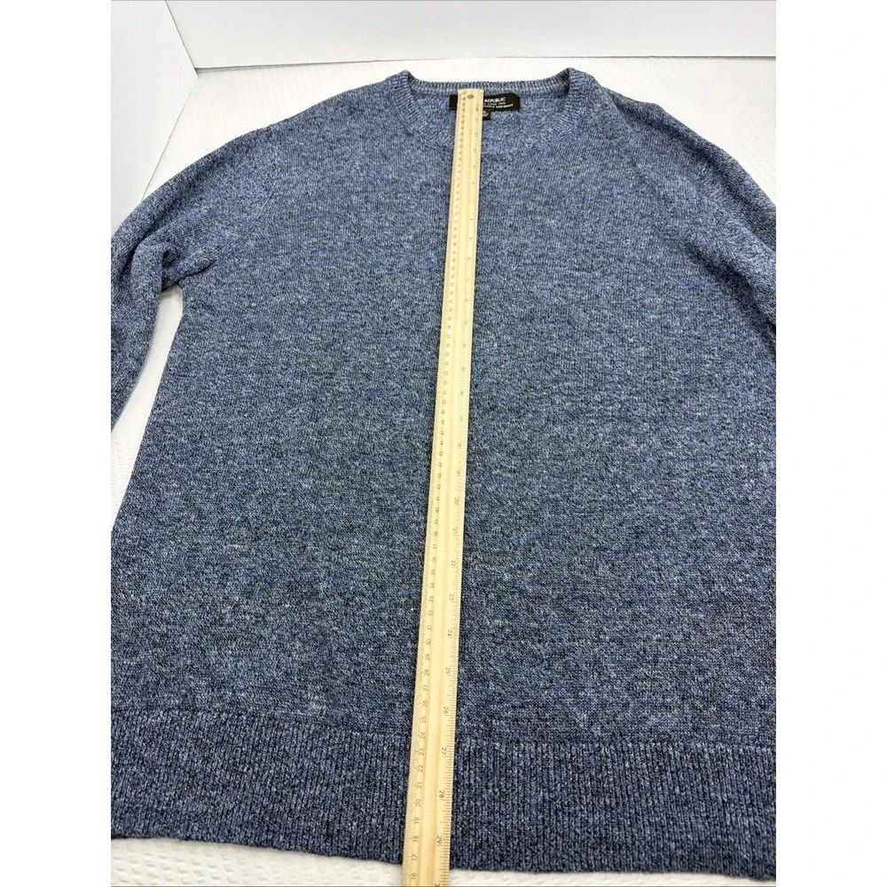 Banana Republic Italian Linen Sweater Mens XL Blue Crewneck Lightweight Knit